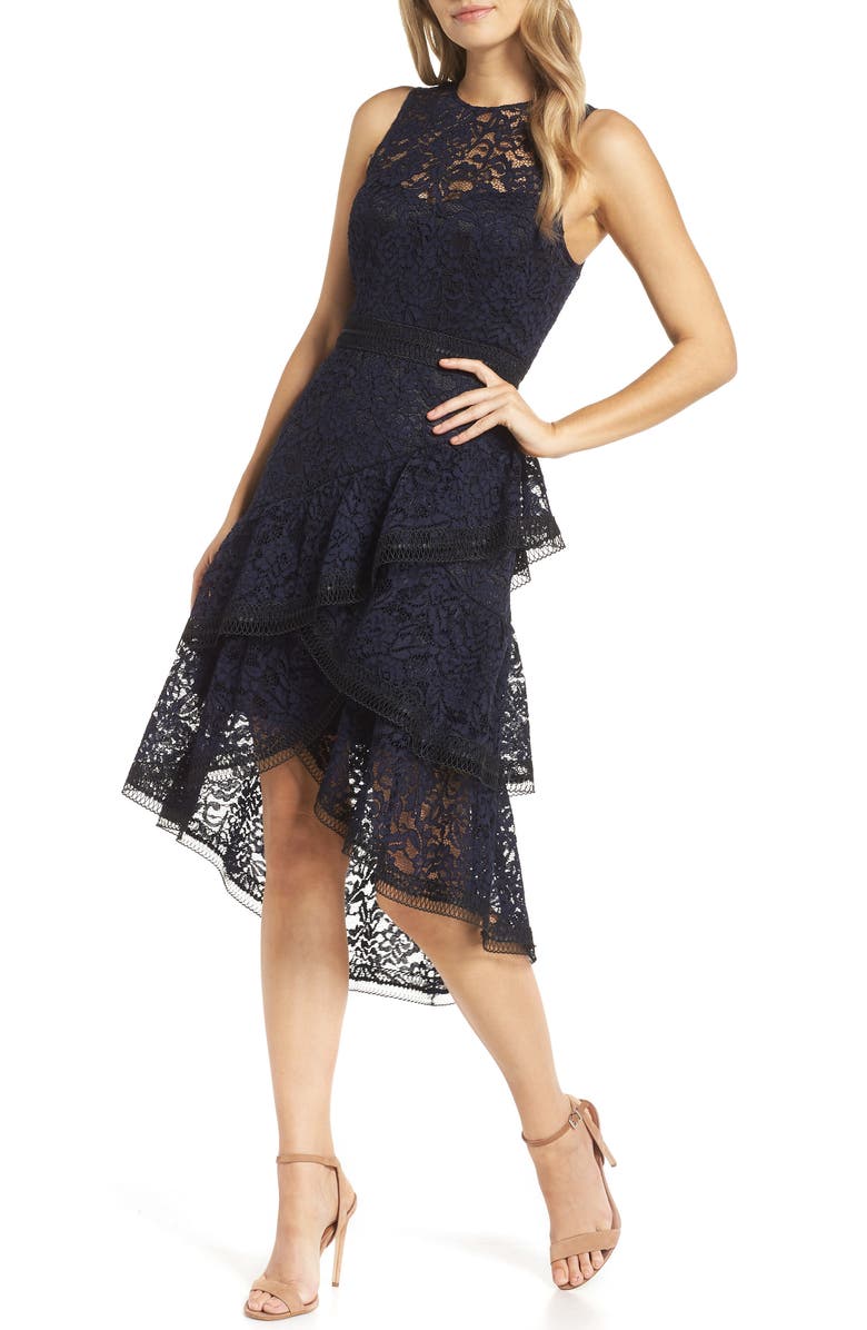 eliza j asymmetrical lace dress Violet Floral Asymmetric One Shoulder Dress - Maxi Dresses