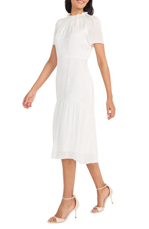 Maggy London Jacquard Midi Dress In White