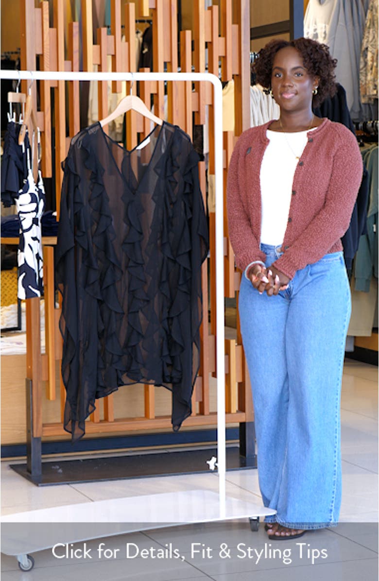 Breeze Ruffle Sheer Cover-Up Poncho, sales video thumbnail