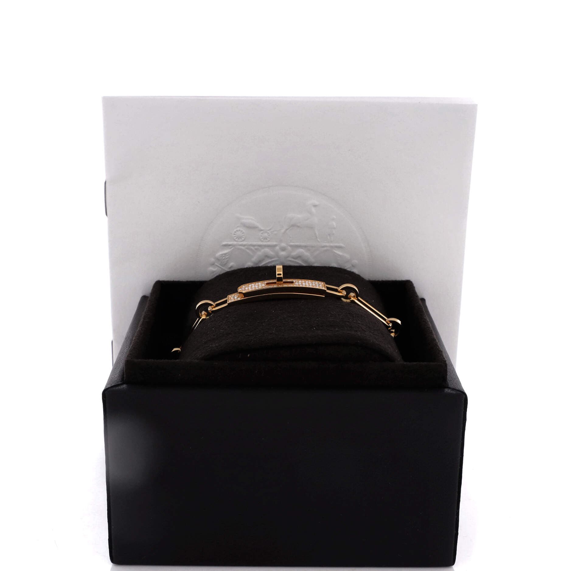 Kelly Chaine Bracelet 18K Yellow Gold and Pave Diamonds Small, Alternate, color, Metallic Gold