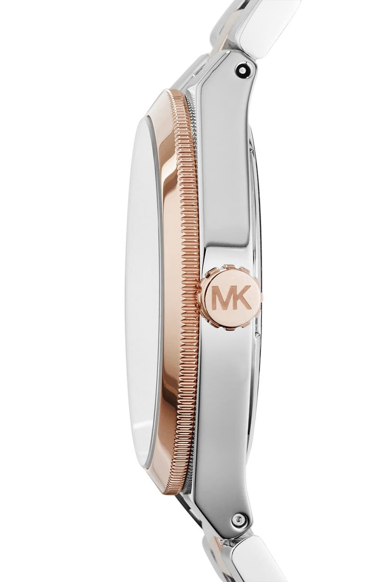 Michael Kors 'Channing' Bracelet Watch, 38mm, Alternate, color, SILVER/ ROSE GOLD/ RED