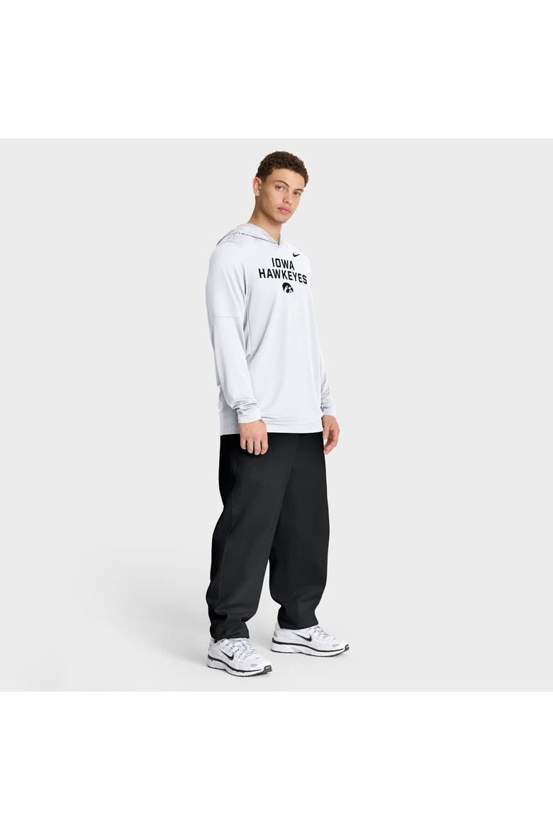 Men's Nike White Iowa Hawkeyes 2025 Sideline Performance Long Sleeve Hoodie T-Shirt, Alternate, color, White