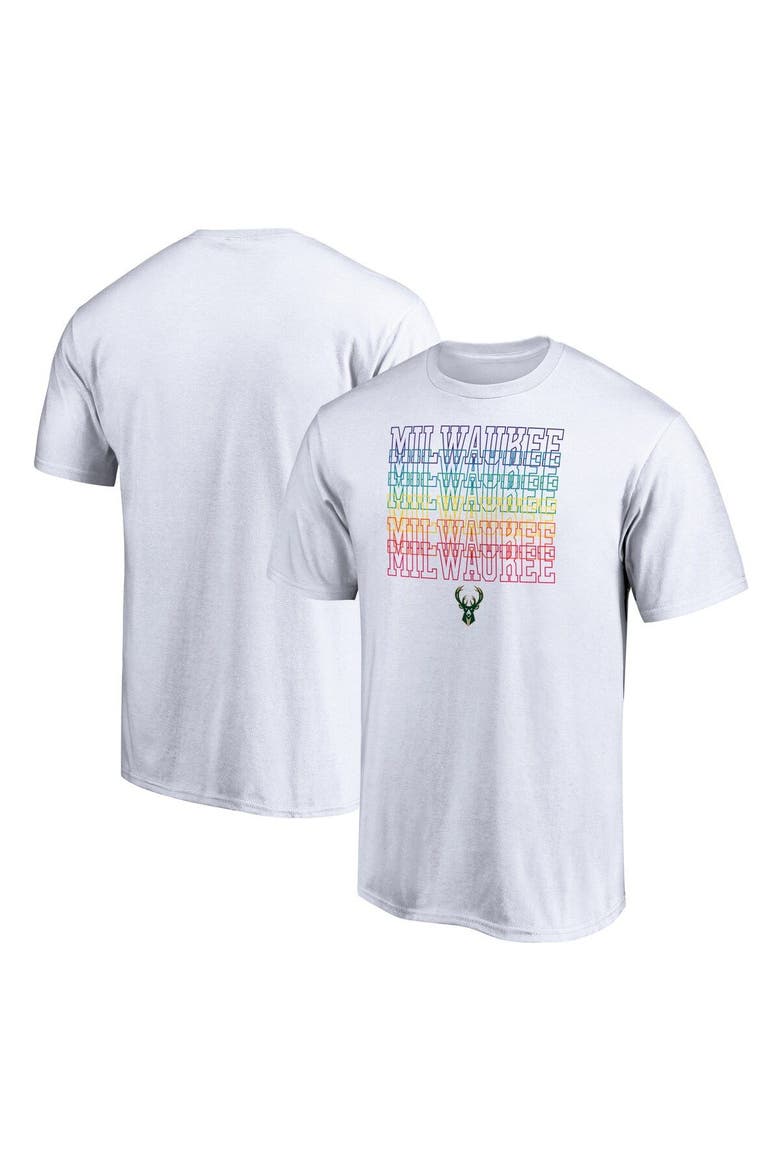 Men's Fanatics Branded White Milwaukee Bucks Team City Pride T-Shirt, Main, color, White
