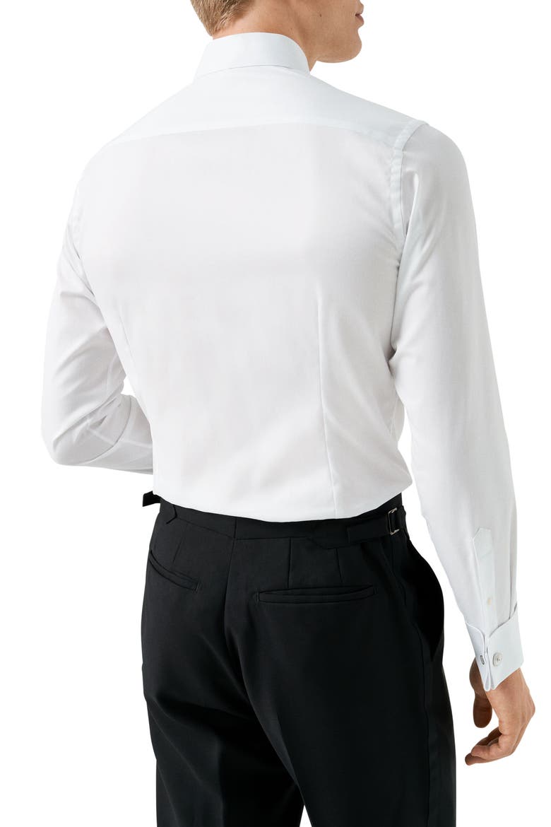 Slim Fit White Bibbed Cotton Tuxedo Shirt, Alternate, color, WHITE