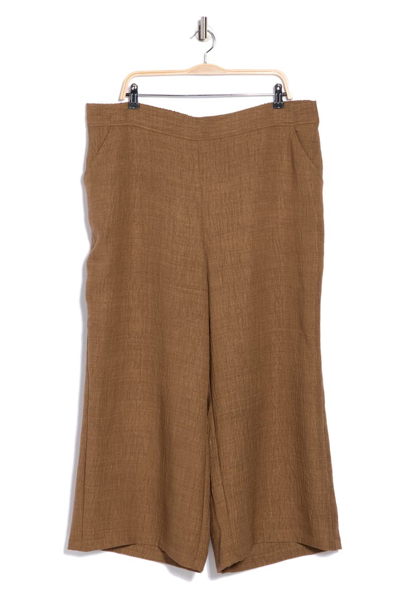 Textured Wide Leg Crop Pants, Alternate, color, HT UMBER