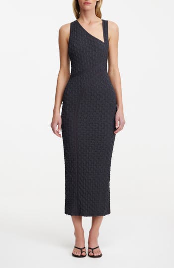 Significant Other Alex Texture Asymmetric Maxi Dress In Gray
