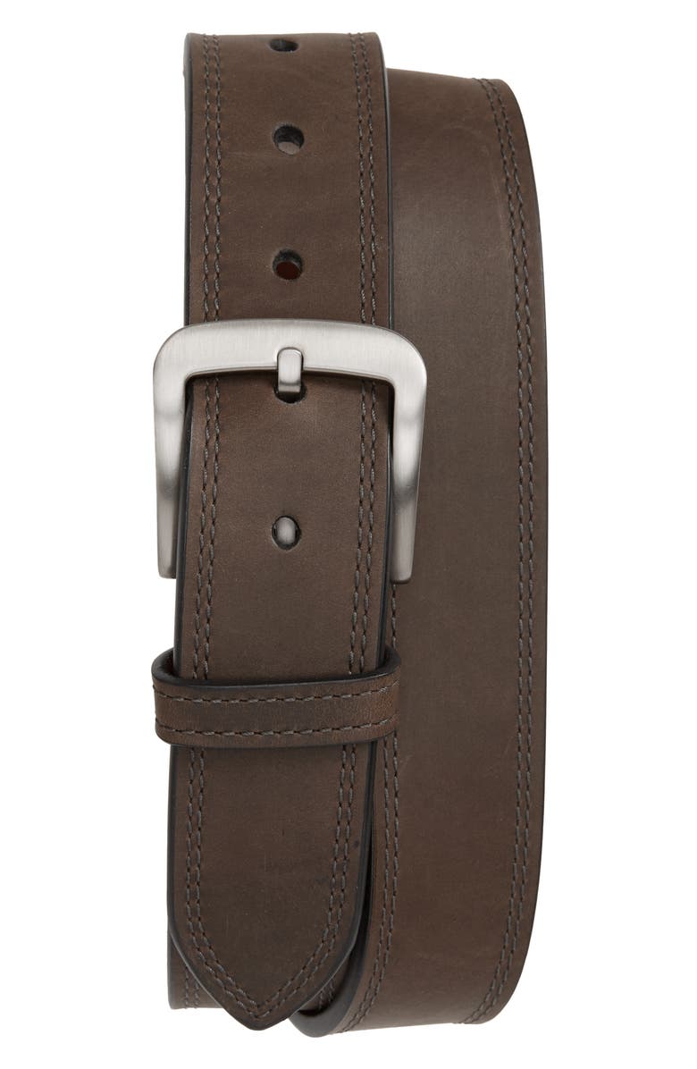 Shinola Double Stitch Leather Belt, Main, color,