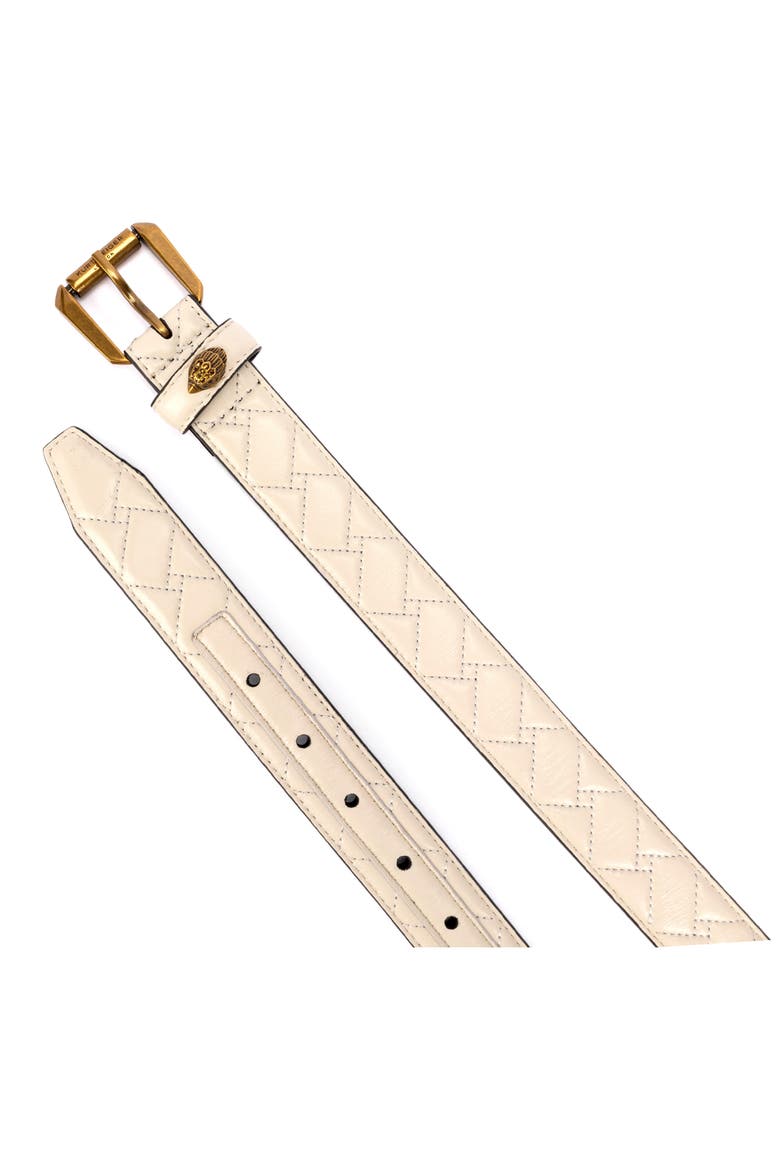 Micro Quilt Leather Belt, Alternate, color, BONE
