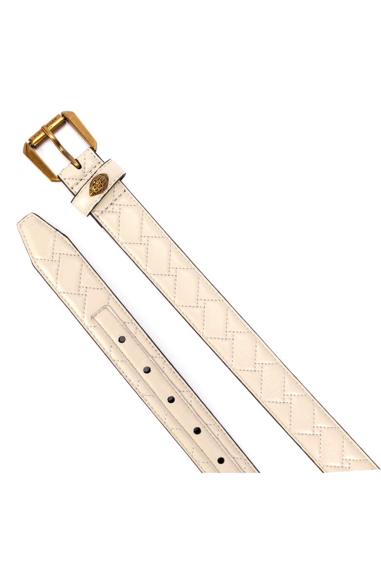 Kurt Geiger London Micro Quilt Leather Belt, Alternate, color, Bone