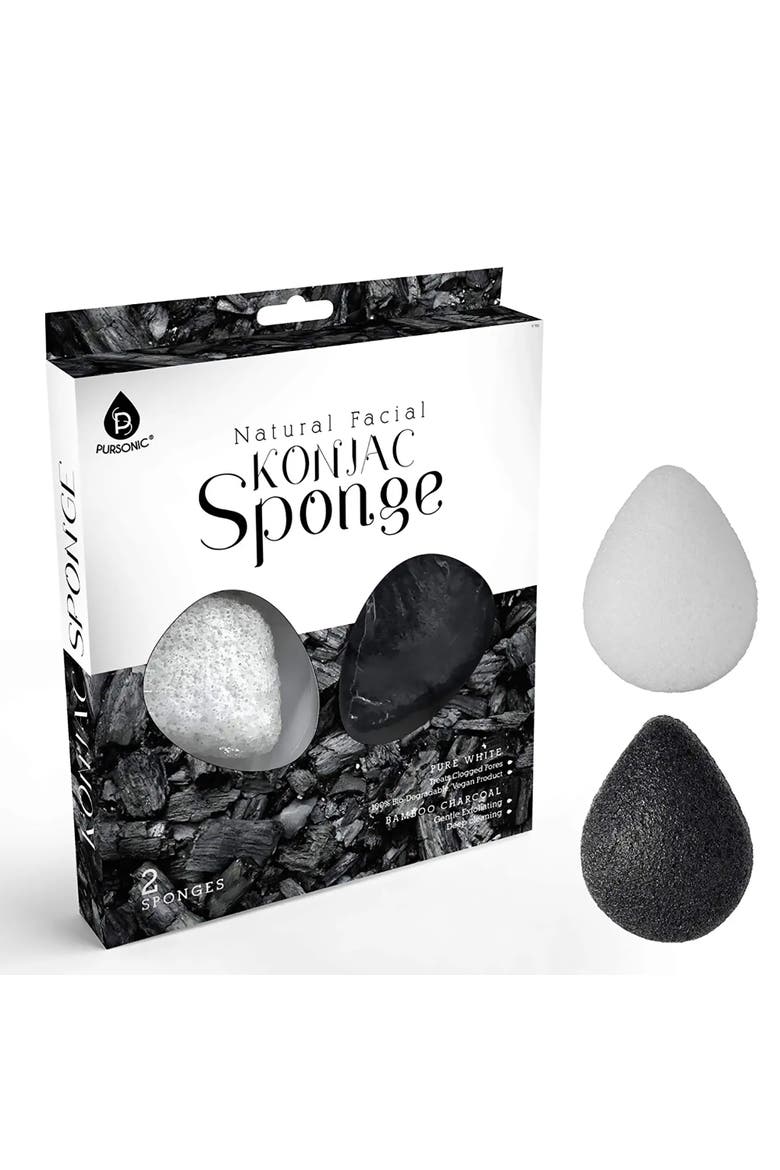 Natural Facial Konjac Sponge Duo Set, Alternate, color, Black and White