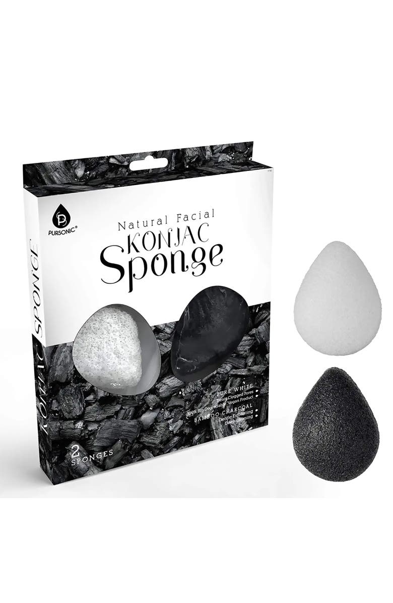 PURSONIC Natural Facial Konjac Sponge Duo Set, Alternate, color, Black And White
