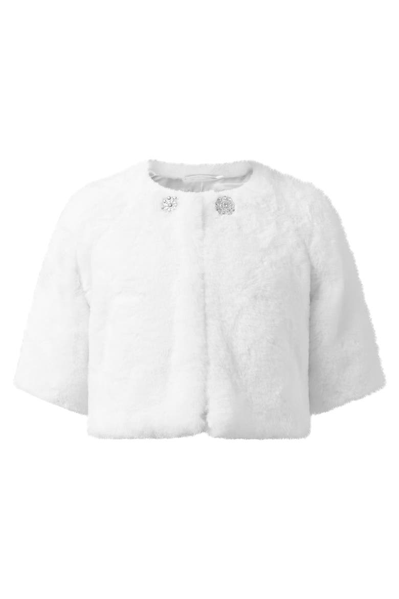 Diamonte Faux Fur Jacket, Main, color, White