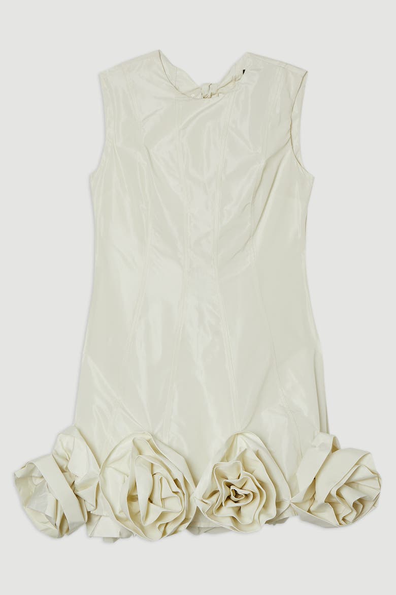 Taffeta Rosette Woven Mini Dress, Alternate, color, Pearl