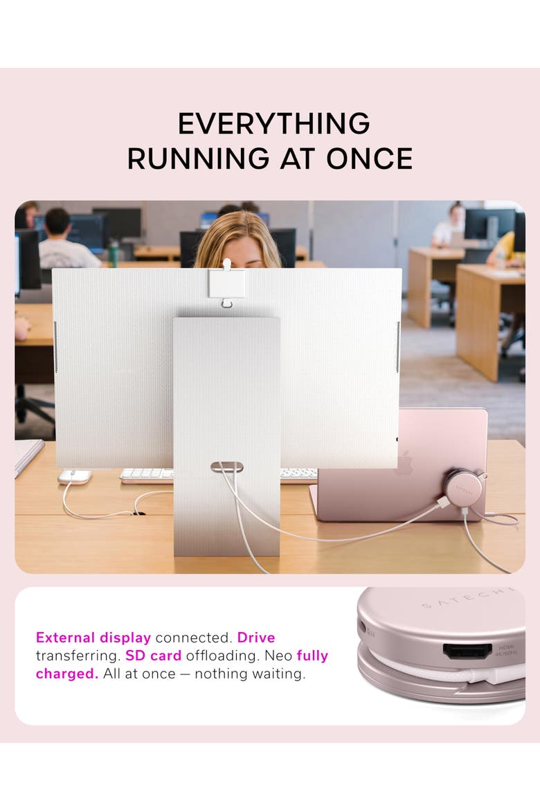 OntheGo 5-in-1 USB-C Multiport Adapter, Alternate, color, Blush