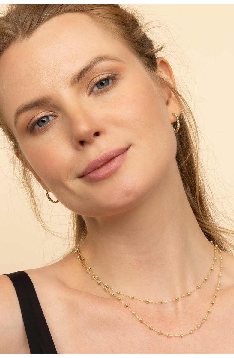 Oradina 14K Yellow Gold Celebration Ball Hoops, Alternate, color, Yellow Gold