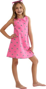 Beach Riot Kids' Little Caprina Palm Print Shift Dress