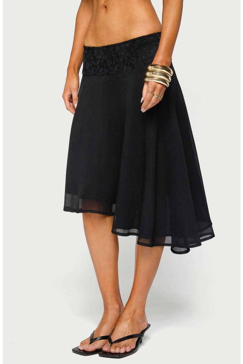 Evia Asymmetric Midi Skirt, Alternate, color, BLACK