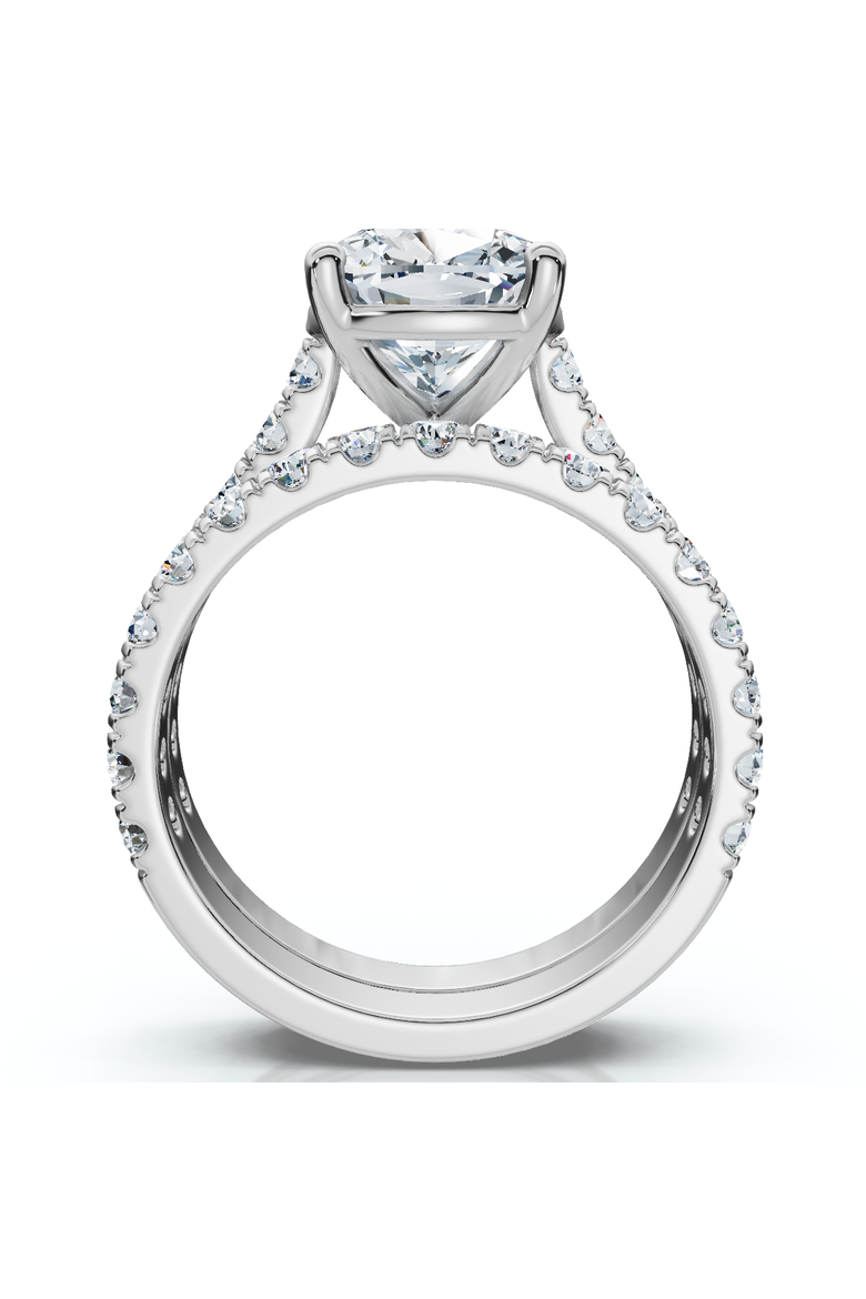 Certified 4Ct Cushion Diamond Engagement Wedding Ring Set 14k Gold/PT Lab Grown, Alternate, color, 14k White Gold