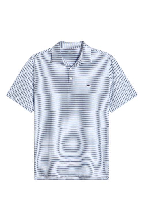 Vineyard Vines Bradley Stripe Sankaty Polo In White/moon/oc Brz