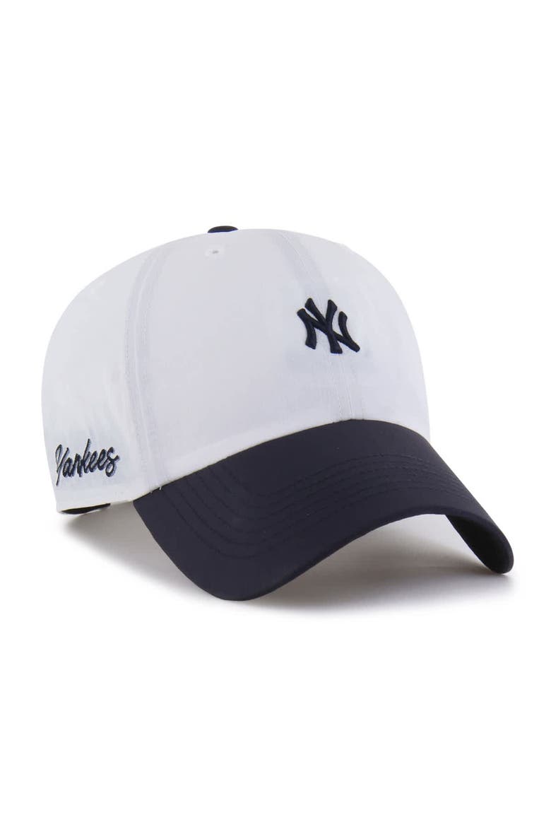 Men's '47 White/Navy New York Yankees Vista Mini Clean Up brrr° Adjustable Hat, Alternate, color, White