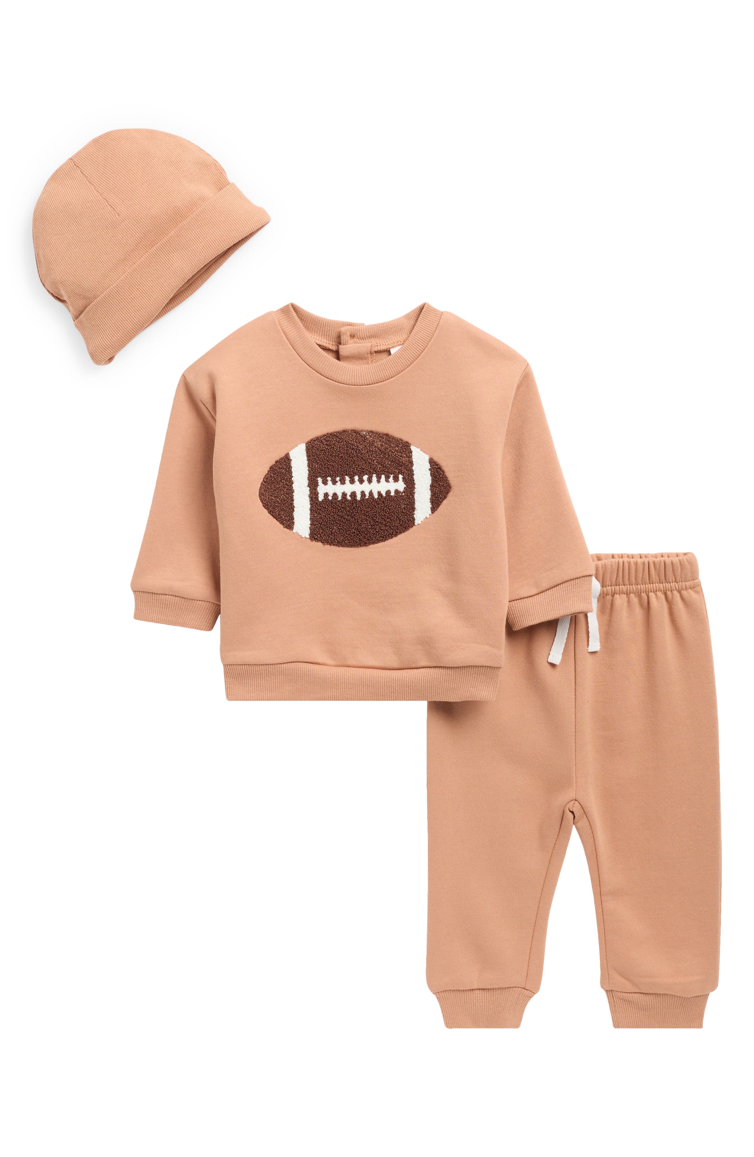 PL Baby by Petit Lem Football Sweatshirt, Joggers & Hat Set