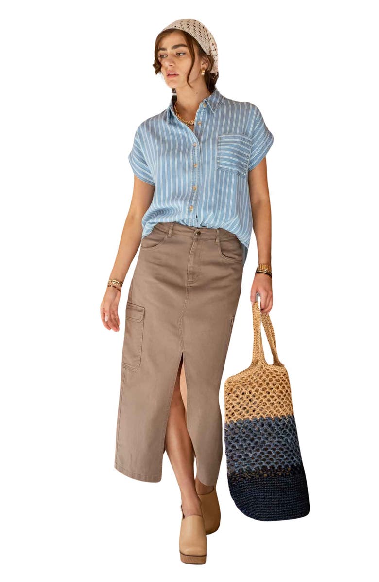 Blu Pepper Stripe Button-Up Shirt, Alternate, color, Denim