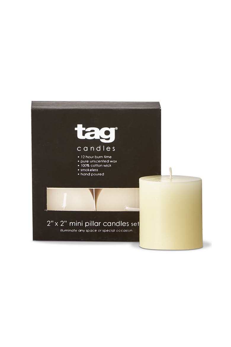 Chapel Mini Pillar Ivory Candles Set of 4 Unscented, Main, color, Beige