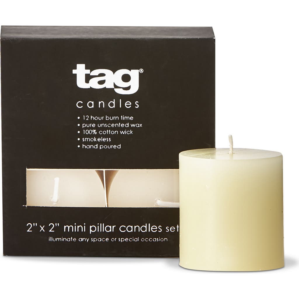 Tag Chapel Mini Pillar Ivory Candles Set Of 4 Unscented In Neutral