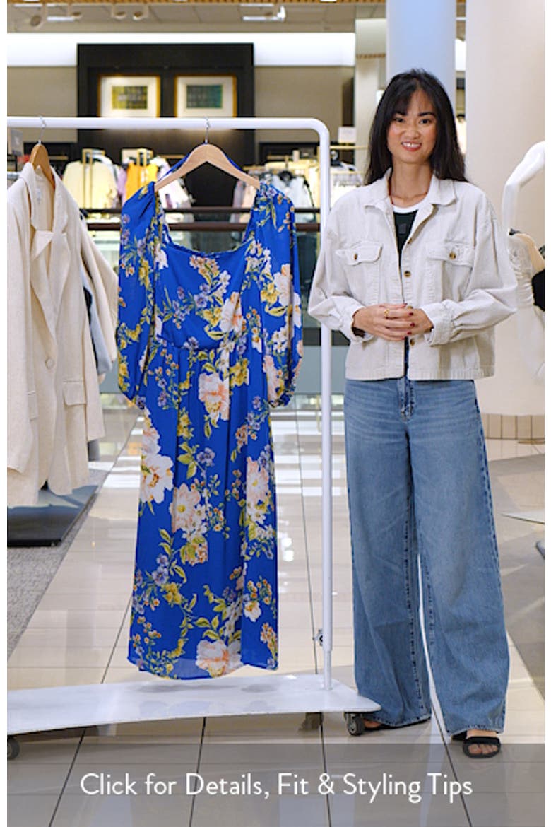 Solary Amaretto Metallic Floral Puff Sleeve Midi Dress video