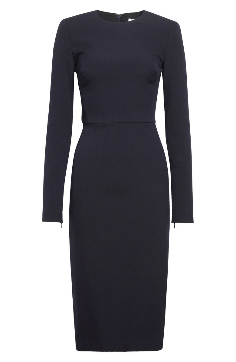 Victoria Beckham Long Sleeve Wool Blend T-Shirt Dress, Alternate, color, Navy