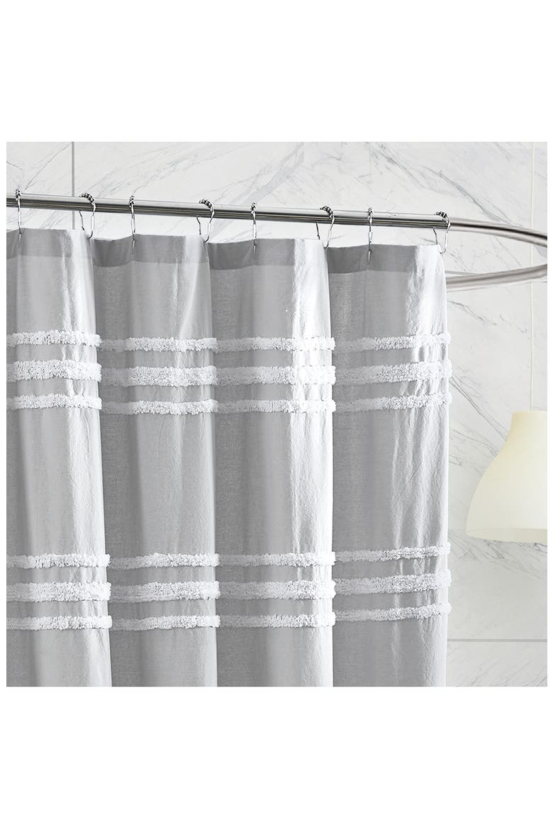 Chenille Stripe Shower Curtain, Alternate, color, GREY