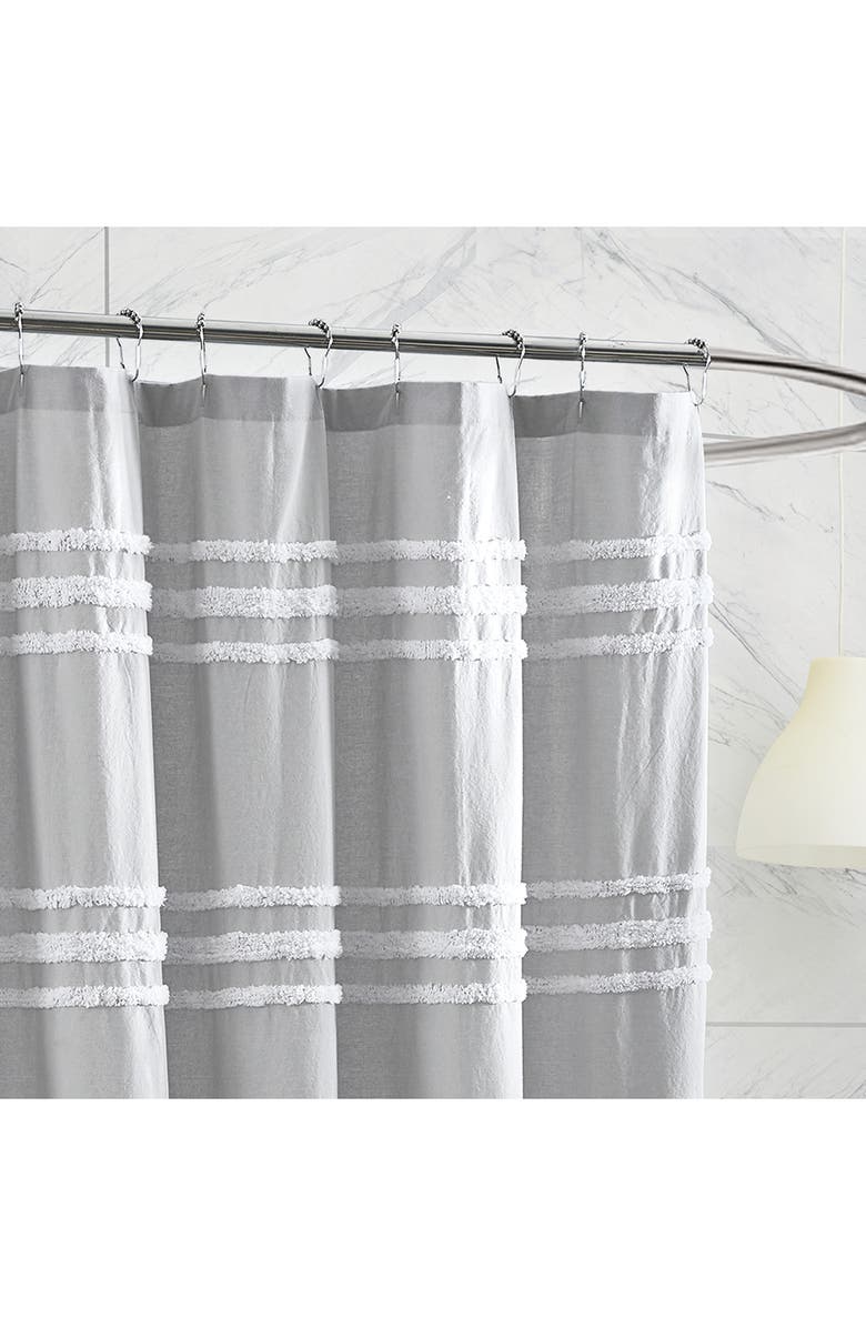 DKNY Chenille Stripe Shower Curtain, Alternate, color, Grey