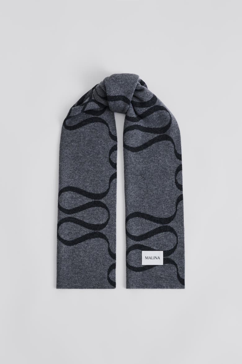 Monogram Wool Blend Scarf, Main, color, Grey