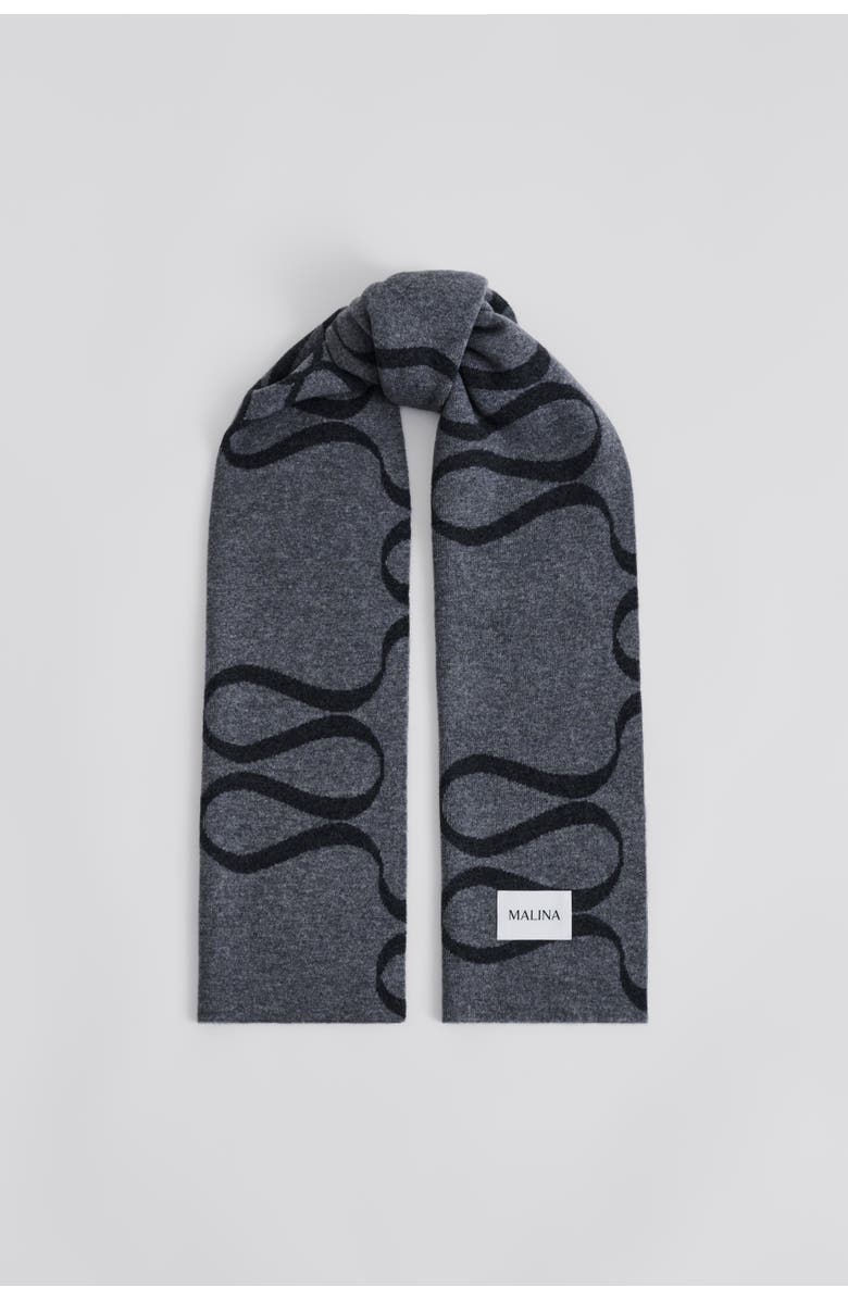 Malina Monogram Wool Blend Scarf, Main, color, Grey
