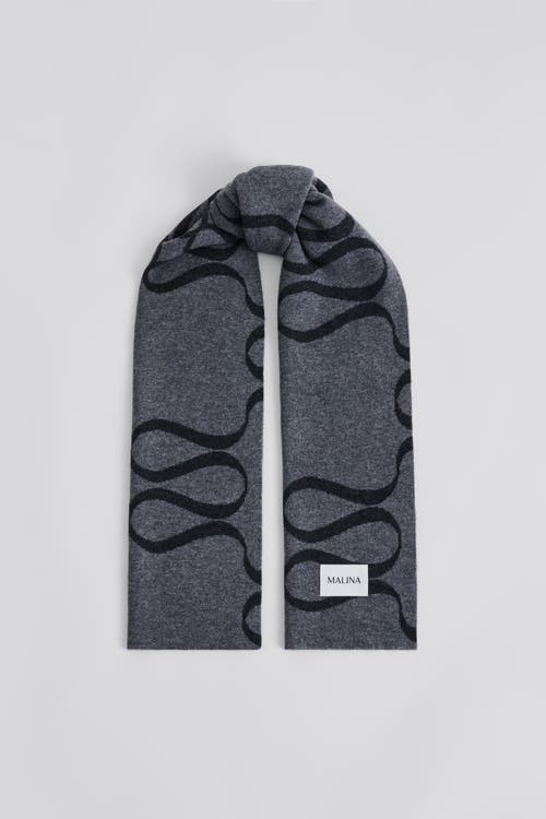 Malina Monogram Wool Blend Scarf In Gray