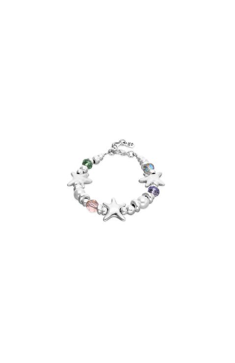 Silver-Tone Multicolor Faceted Crystal Bracelet