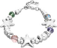 UNODE50 Silver-Tone Multicolor Faceted Crystal Bracelet