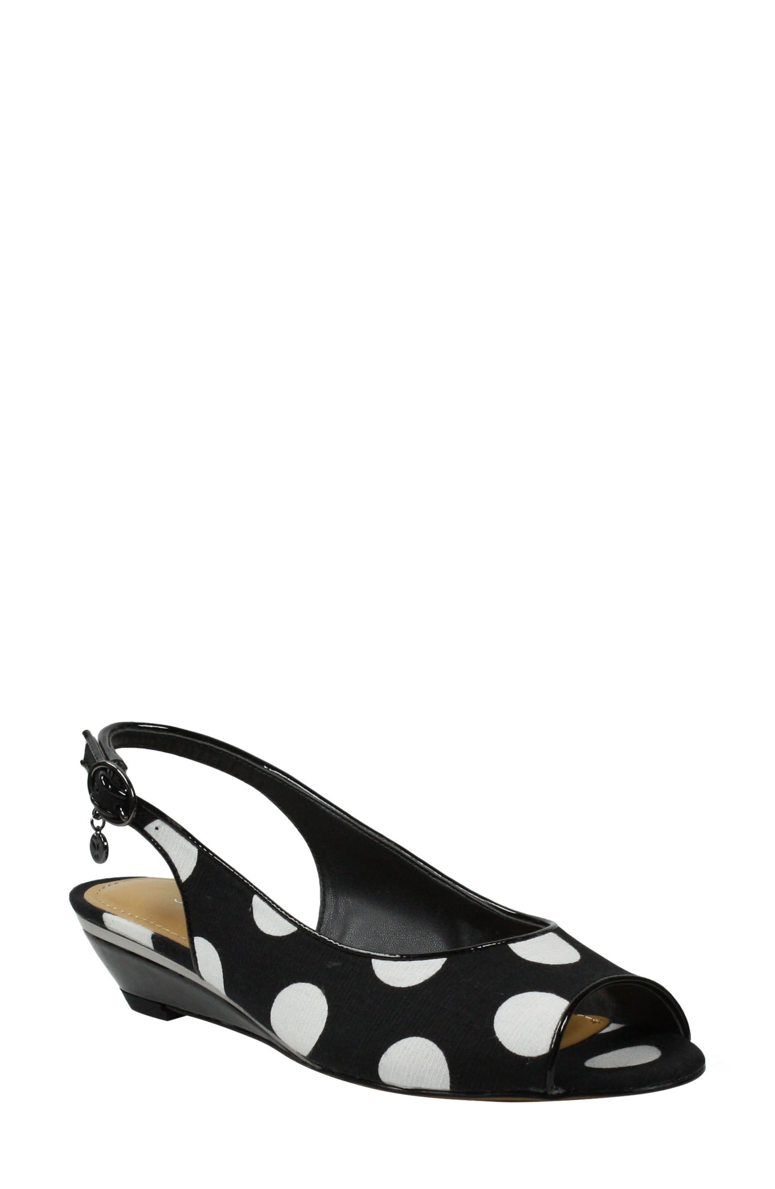 Elleyette Slingback Sandal, Main, color, BLACK/ WHITE POLKA DOT FABRIC