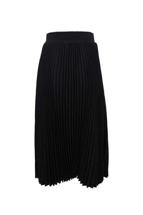 Theo The Label Atlas Pleated High Slit Skirt In Black