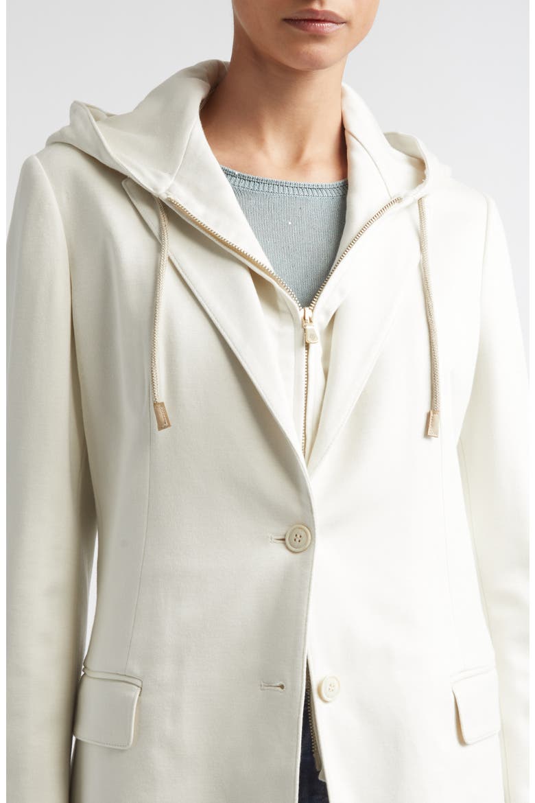 Cotton Blend Knit Jacket with Hoodie Bib Inset, Alternate, color, 00 IVORY