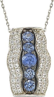 SUZY LEVIAN Two-Tone Sapphire & Lab Created White Sapphire Pendant Necklace