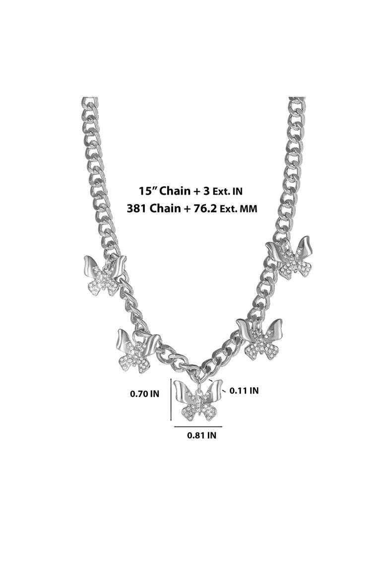Chunky Butterfly Necklace, Alternate, color, Silver