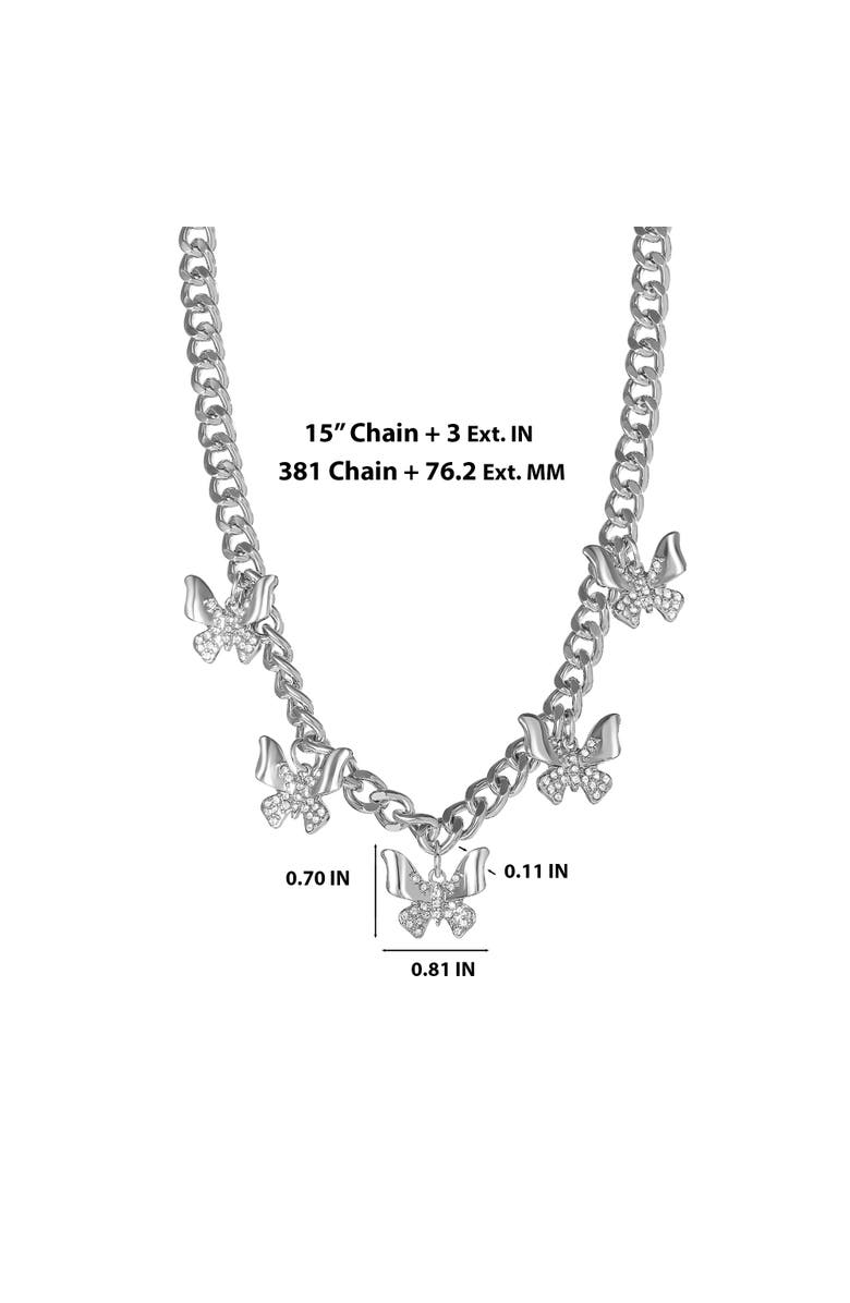 Jessica Simpson Chunky Butterfly Necklace, Alternate, color, Silver