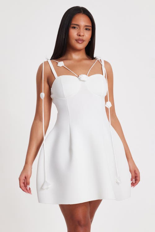 Quiz Mini Scuba Foam Dress With Trailing Floral Trim In White