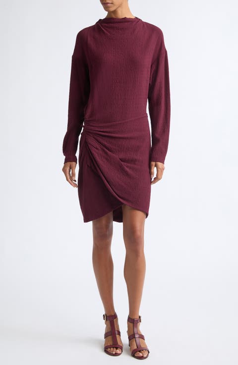 Ivana Ruched Mock Neck Dress