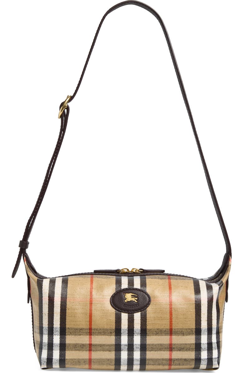 Burberry Highlands Check Coated Canvas Sling Bag, Main, color, Sand