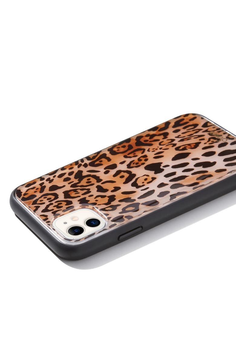 Sonix Watercolor Leopard iPhone 11 Case & Slide Silicone Phone Ring, Alternate, color,