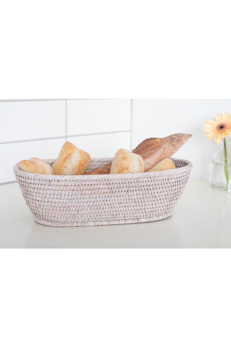 Artifacts Rattan Oval Bread Basket, Alternate, color, White Wash