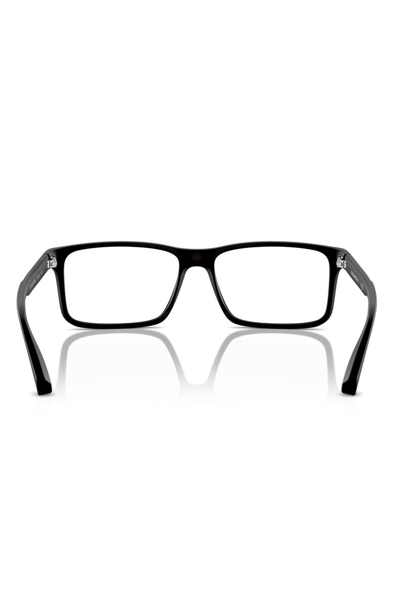 Emporio Armani 54mm Rectangle Optical Glasses, Alternate, color, Rubber Black / Demo Lens