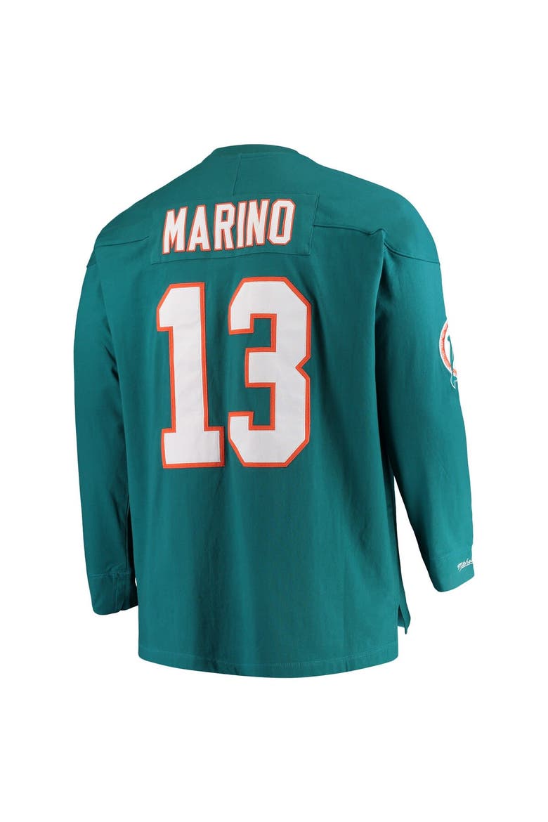 Men's Mitchell & Ness Dan Marino Aqua Miami Dolphins Big & Tall Retired Player Name & Number Long Sleeve Top, Alternate, color, Aqua